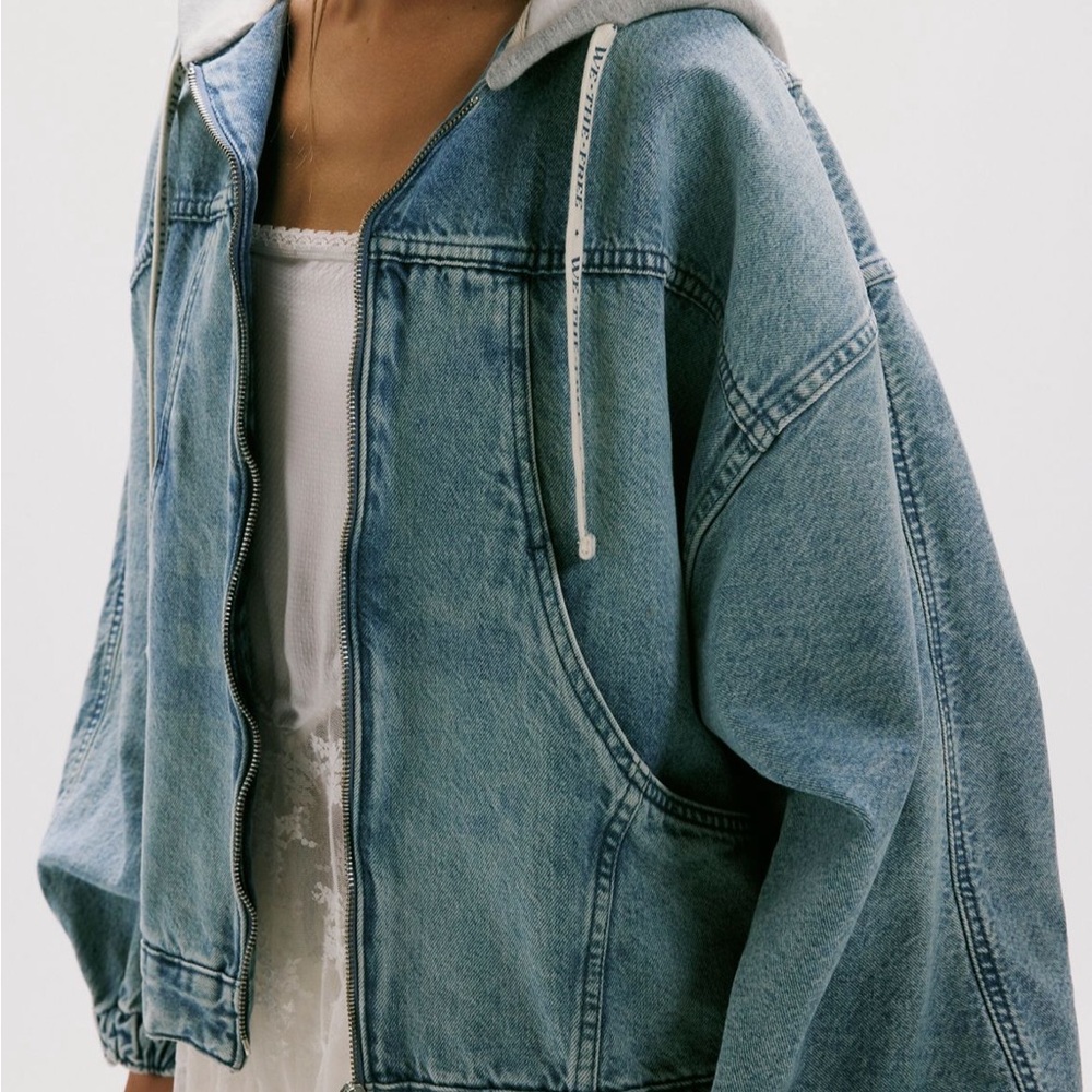 We The Free Denim Iggy Hoodie Jacket (Large) - Picture 2 of 8